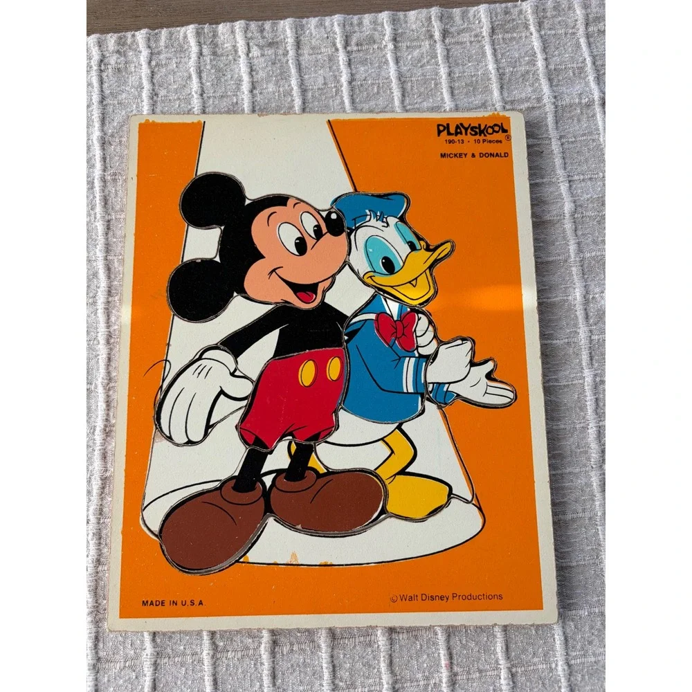 Vintage Playskool Disney Wooden Puzzles Set of 4 Mickey Dumbo Pinocchio Dopey